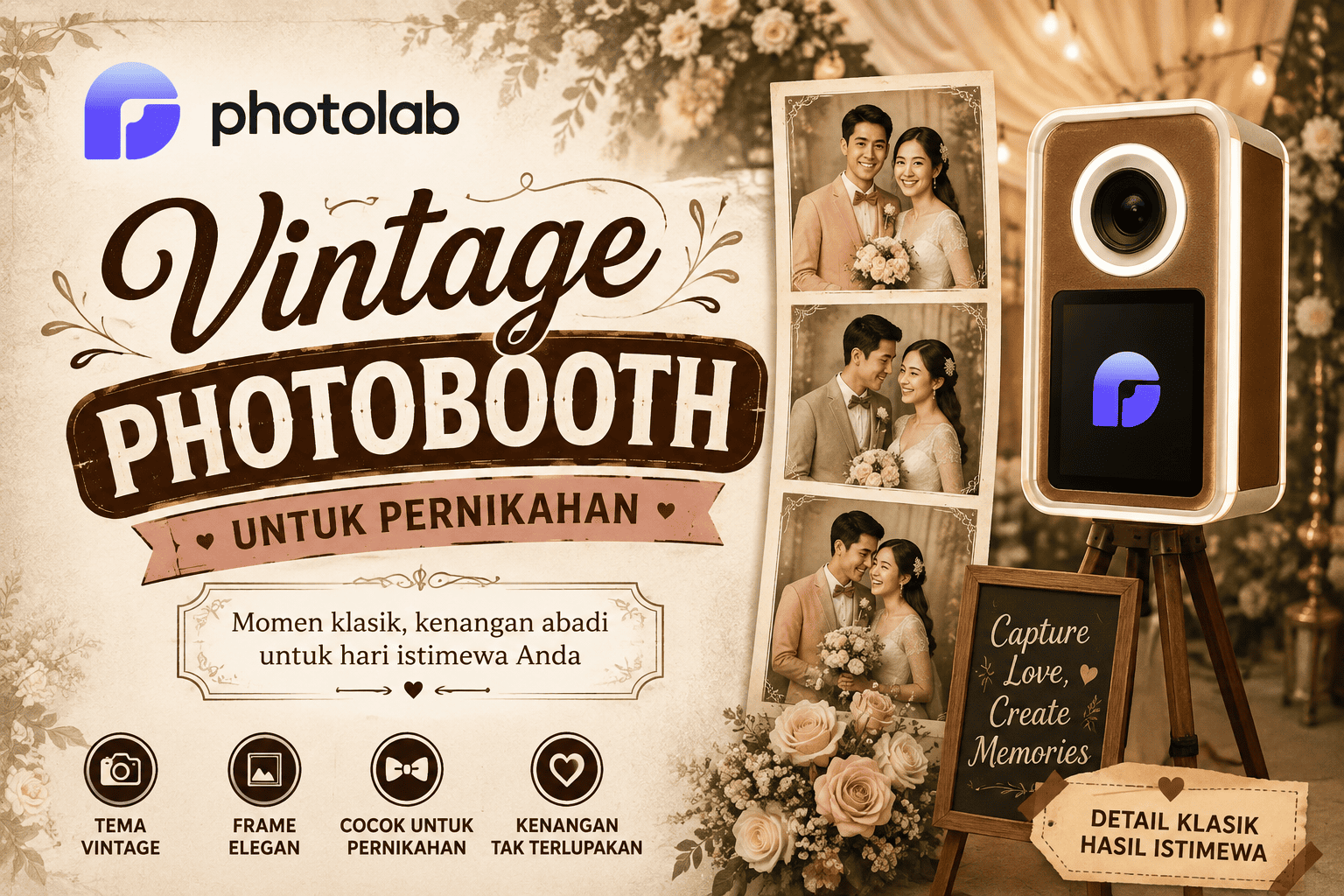Ide Vintage Photobooth untuk Pernikahan dengan Nuansa Romantis